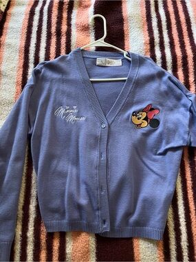 Disney Lavender Minnie Mouse Embroidered V-Neck Cardigan